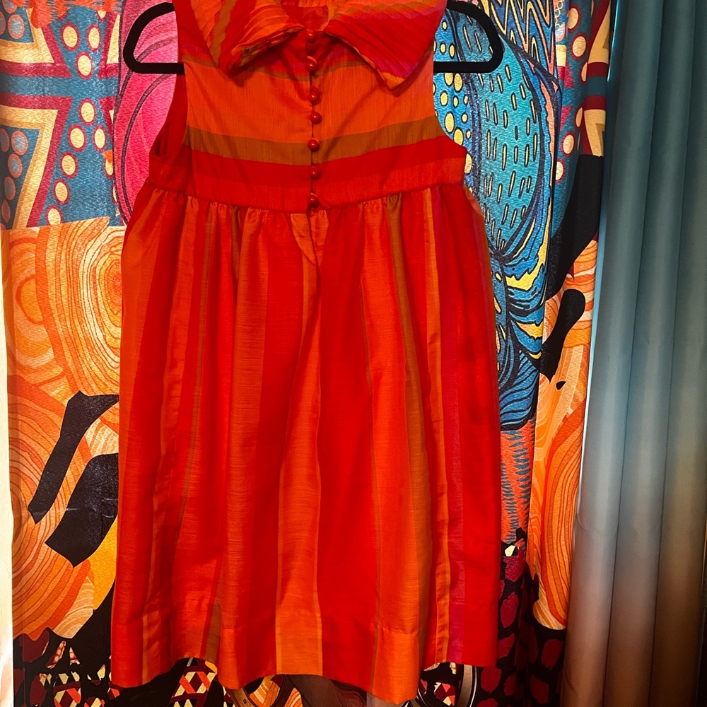 Vibrant Orange and Red striped Dress